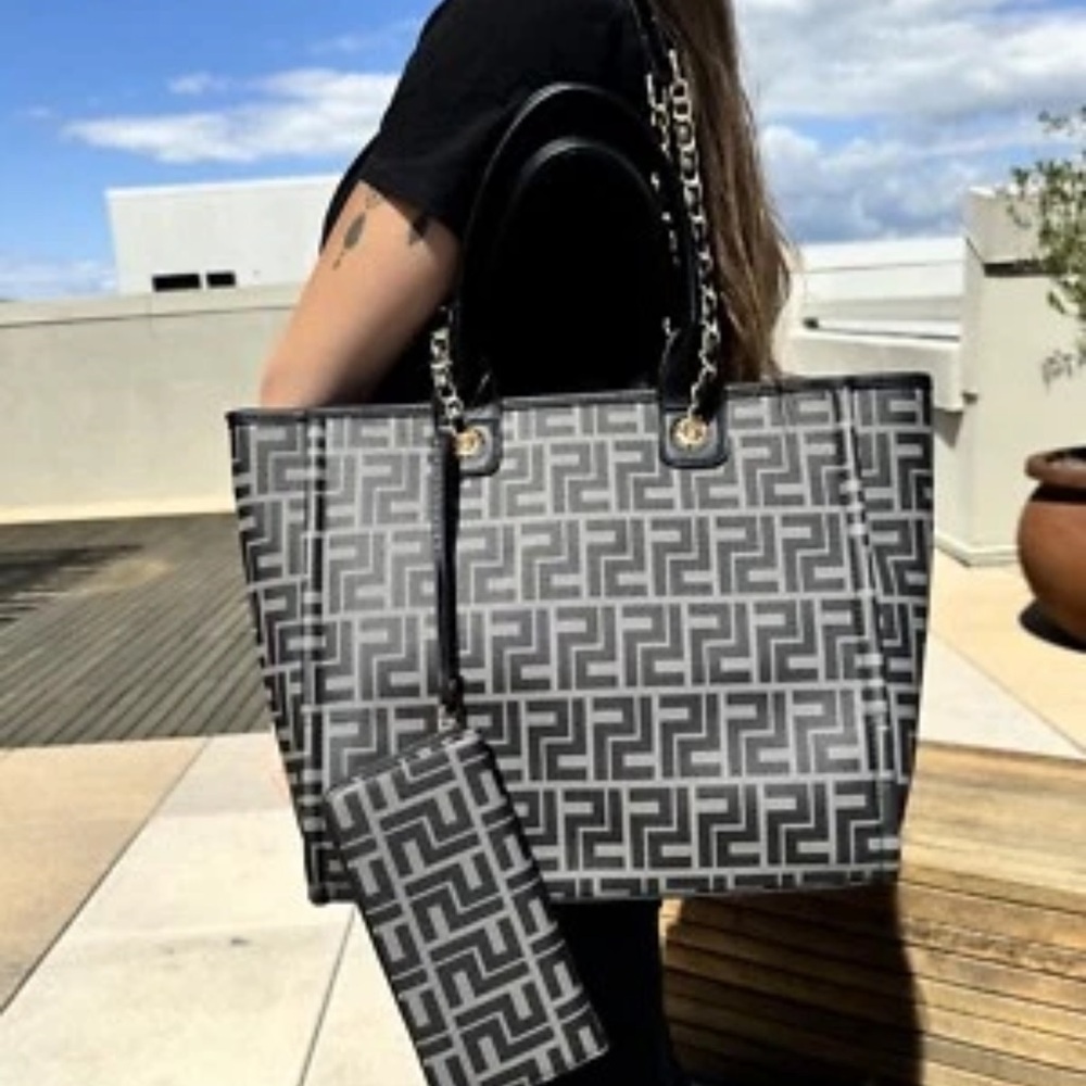 MKF Collection Large Tote Bag Wallet Set 2pc Black White NWT - Picture 7 of 8